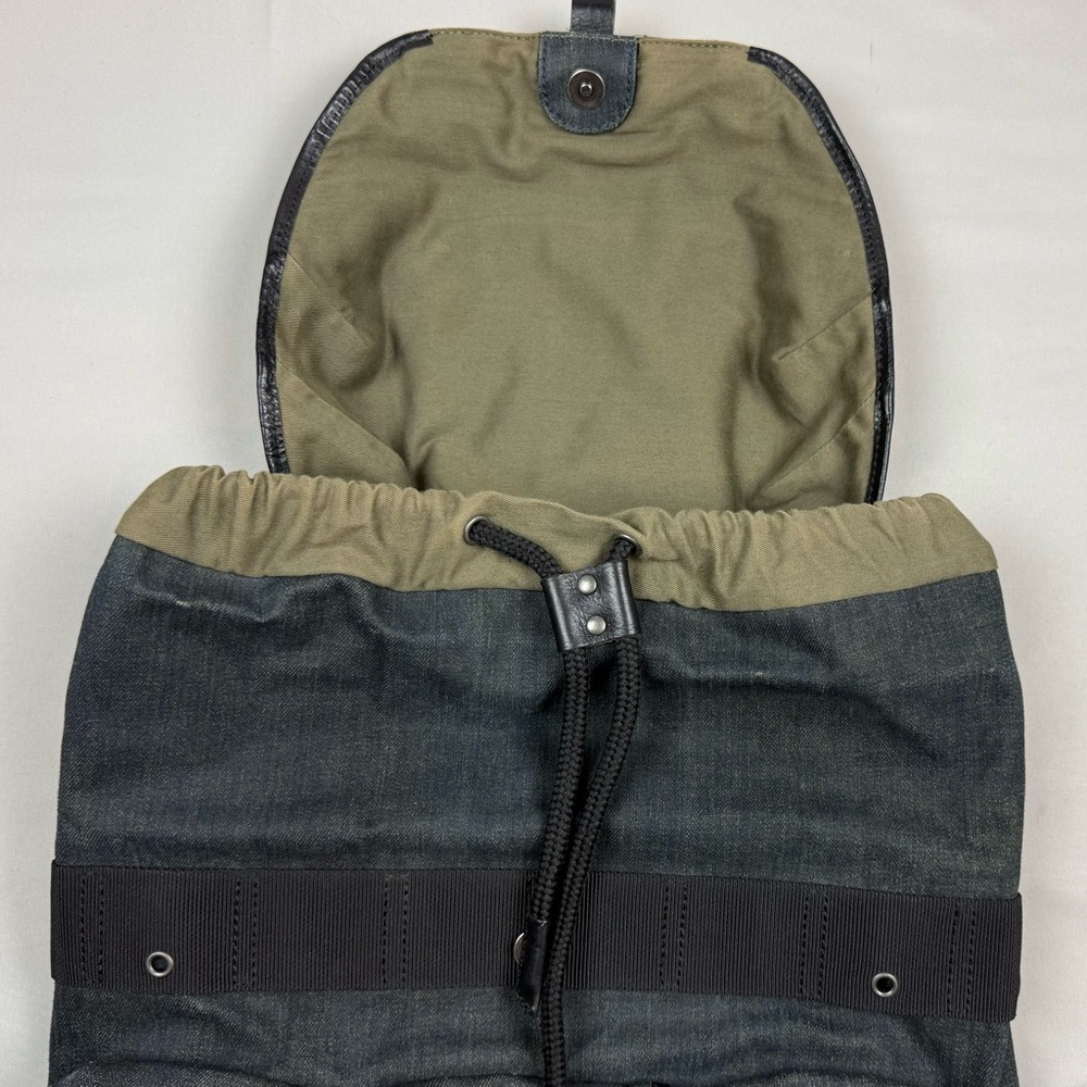 Diesel Waxed Denim De Breaking Backpack Dark Blue/Black Metal Buckles - Picture 8 of 13